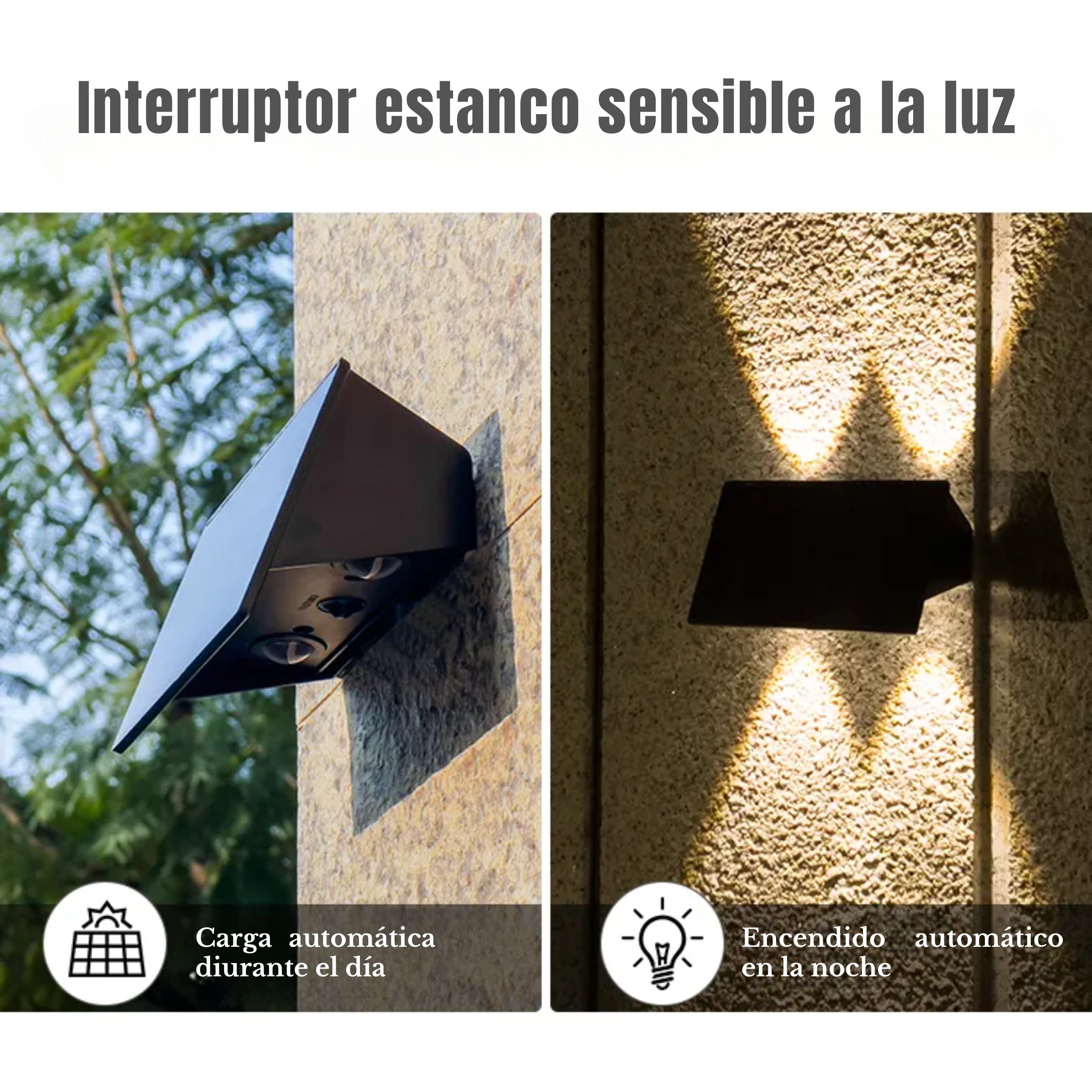 Lámpara de Pared Solar de Jardín Decorativa Doble Luz, Hermético, ABS, YH08616